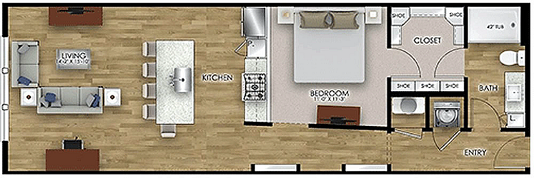 One Bedroom / One Bath - 831 Sq.Ft.*